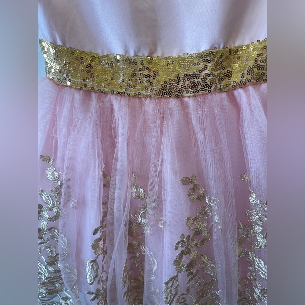 Elegant Pink and Gold Kids Dress - Picture 2 of 6
